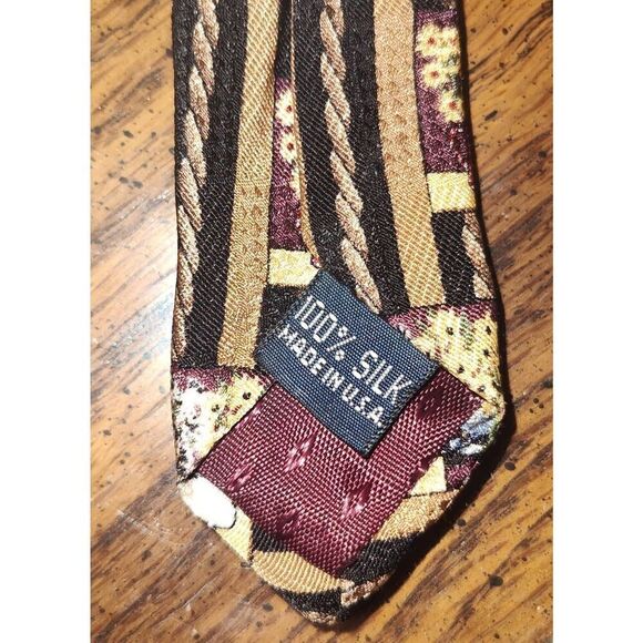 The Bob Timberlake Collection 100% Silk Tie Floral gold black USA - Picture 4 of 8